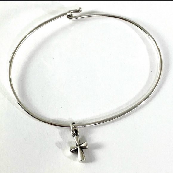 James Avery Jewelry - James Avery Sterling Silver Bangle Hook-On Bracelet with St Teresa Cross Charm